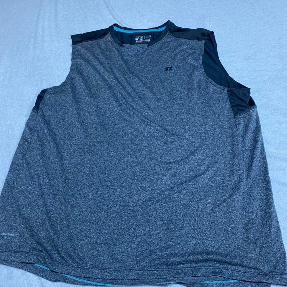 Grey and black Russell Athletic tank top xL 46-48. SKU286#activewear